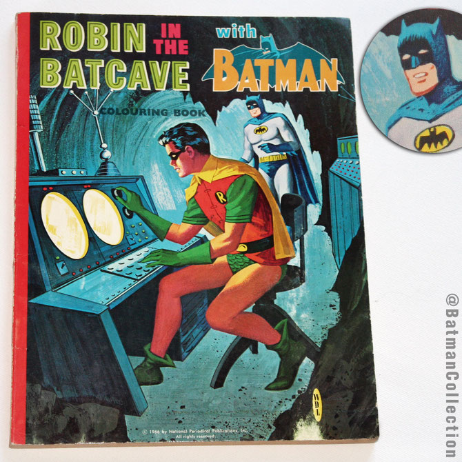 Robin in the Batcave with Batman, colouring book (UK edition), 1966. Not used.