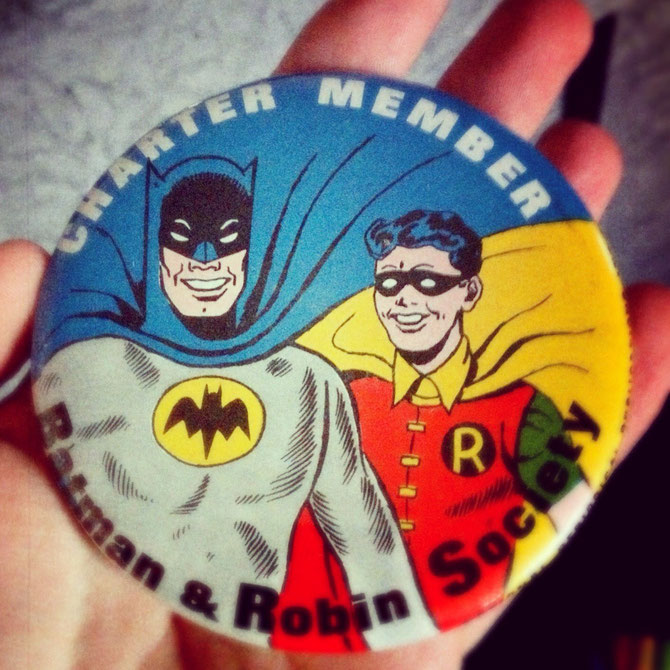 Batman & Robin Society Charter Member Button, 1966.