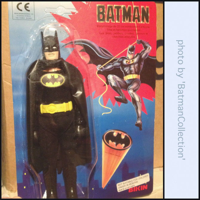 Rare Batman doll by Bikin, 1989. 8-inches tall - it was only sold in Belgium and France. A similar doll figure on a different card was sold in Australia.