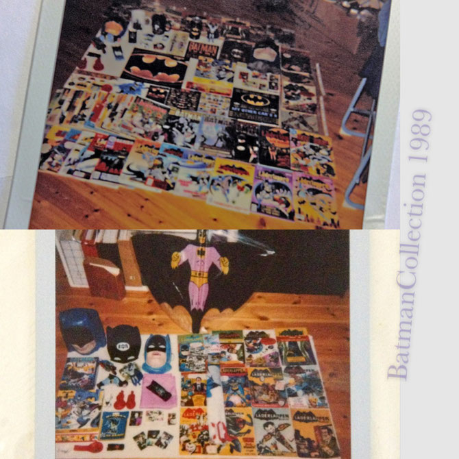 Two Polaroid photos of my Batman collection in December 1989.