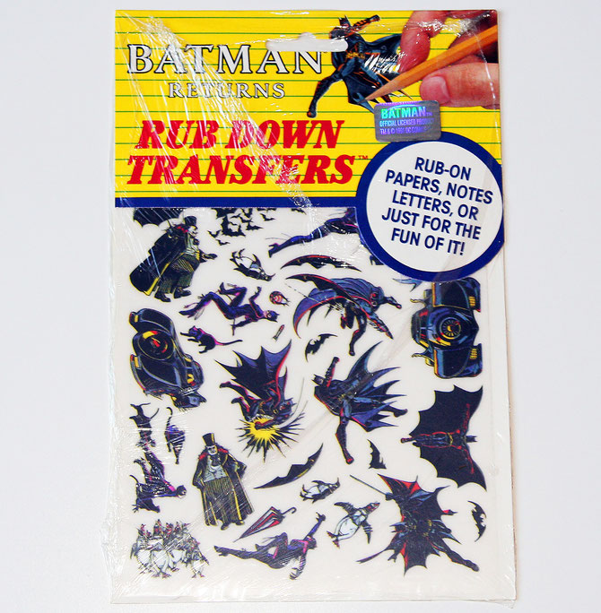 Batman Returns Rub Down Transfers from 1992. Sealed.