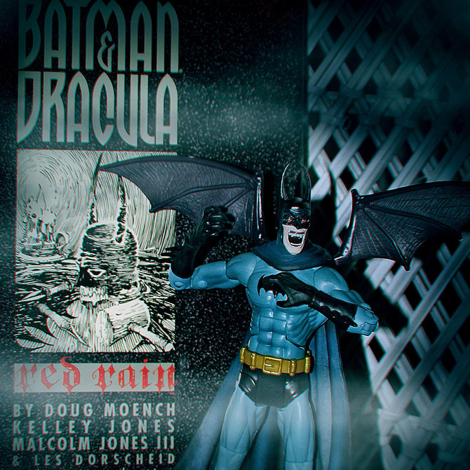 Vampire Batman figure & Batman & Dracula: Red Rain (first print, hardcover edition).