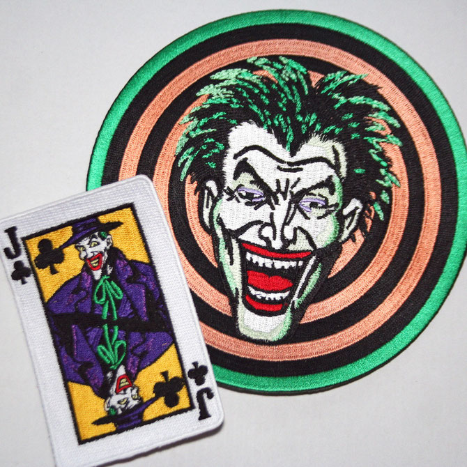 Joker goon patches, based on the designs (by Bolland & Rogers) used on the 1989 Batman movie.