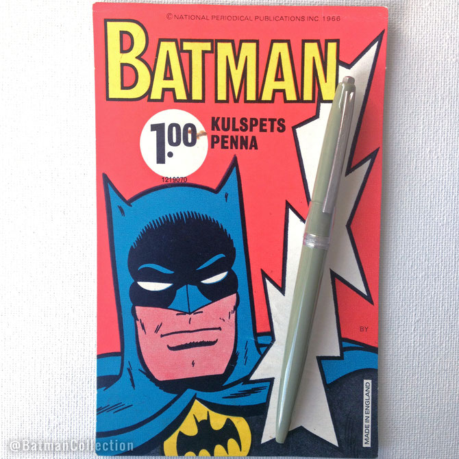 Batman Ball Point Pen from 1966, made in England - Swedish card.