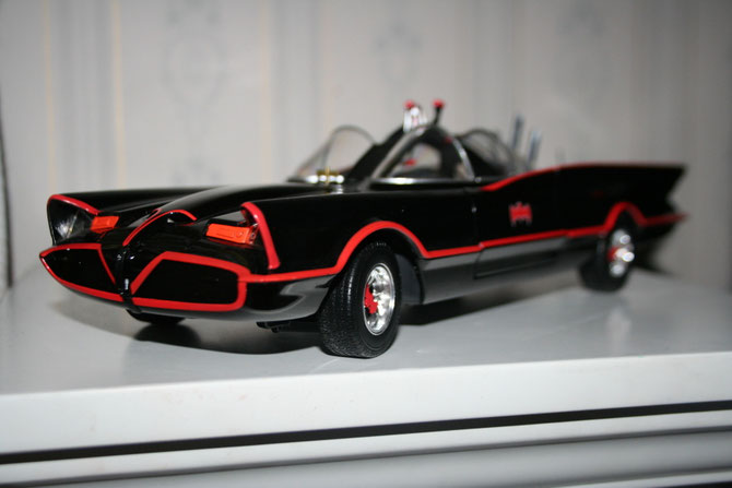 The 1966 Batman TV series Batmobile, scale 1:18 by Hot Wheels.
