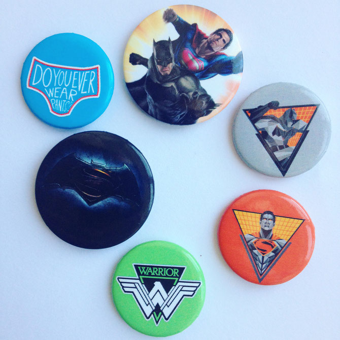 Batman V Superman (& Wonder Woman) buttons.