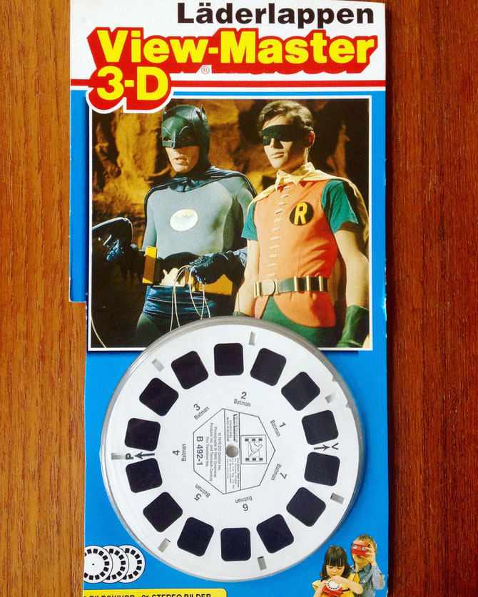 A View-master set from 1978, a re-release. (Läderlappen, in old fashioned Swedish = means the Bat) 