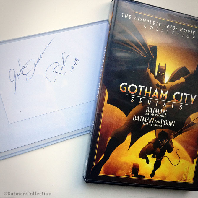 Gotham City Serials - 2-DVD pack with the Batman/Batman & Robin serials from 1943 & 1949 + Autograph by John 'Johnny' Duncan, who played Robin (Dick Grayson) in the 1949 serial.