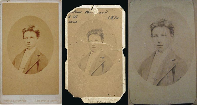 Arthur Rimbaud. Copie d'epoca (su carta) della nota fotografia di Carjat