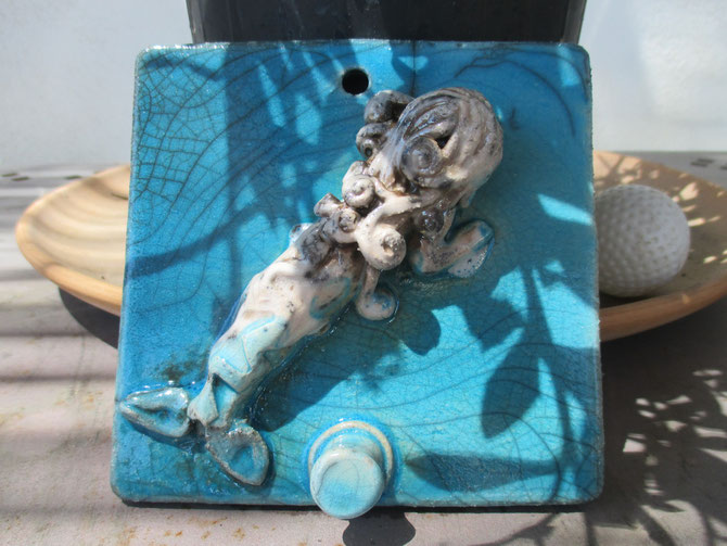 Appendino Sirena in Cerarmica Raku Le Terre di Rò (10x10 cm)