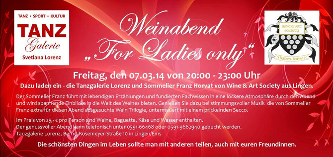 Tanzgalerie: Weinabend "For Ladies only"