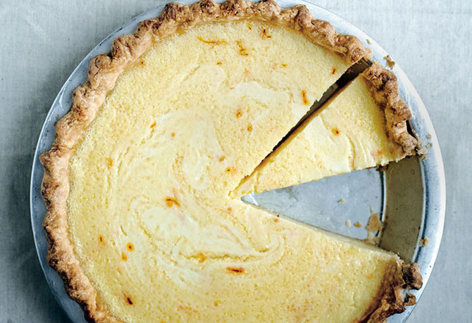 Lemon-Buttermilk pie with Saffron . . .