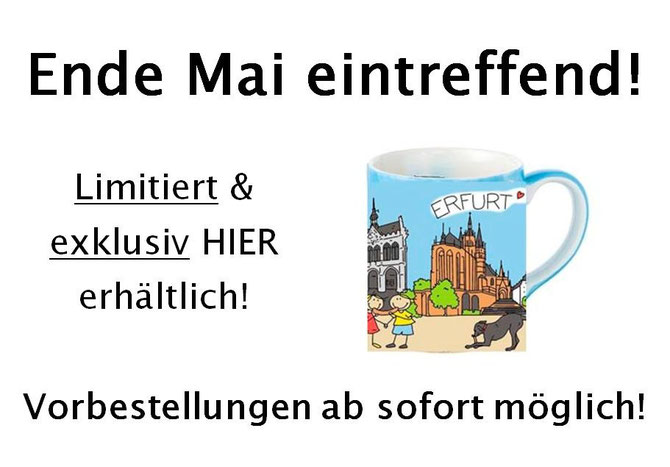 Limitierte "Ich liebe Erfurt" Tassen. Die handbemalten Tassen sind ausschließlich im Sinnekaufhaus erhältlich! (Bild: Visualisierung)