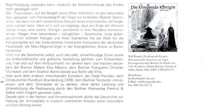Orgel international, 2002/5-6 und Forum Kirchenmusik, 3 Mai/Juni 2003