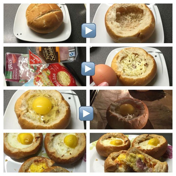 Rezept einfache gefuellte Brötchen aus dem Ofen vom Vortag