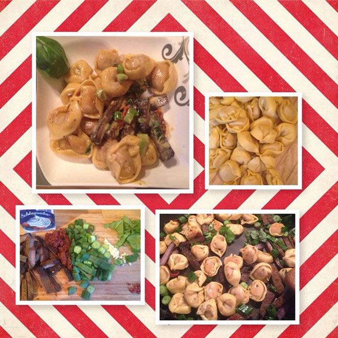 Tortellini mit Steak an Curry-Sahne-Sauce