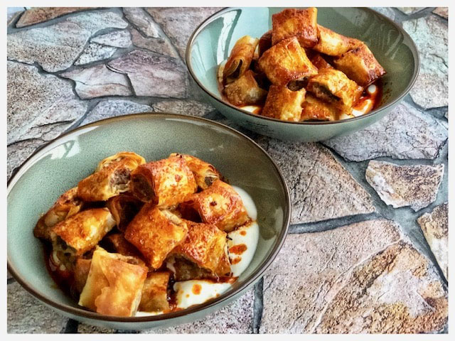 Rezept Yufka Manti / tuerkische Tortellini aus dem Ofen