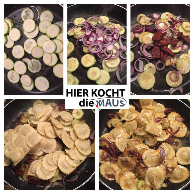 Salbei-Tortellini gefüllt mit Ricotta Trüffel mit Zucchini und Parmesan