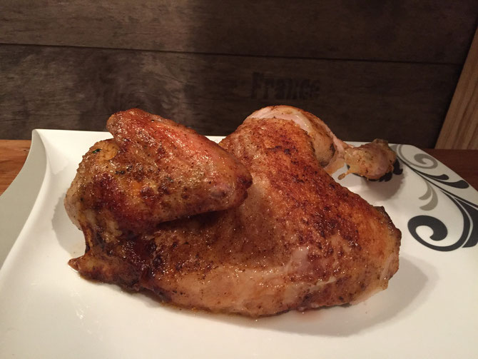 Rezept saftiges leckeres Grill Haehnchen Brathaehnchen Brathendl