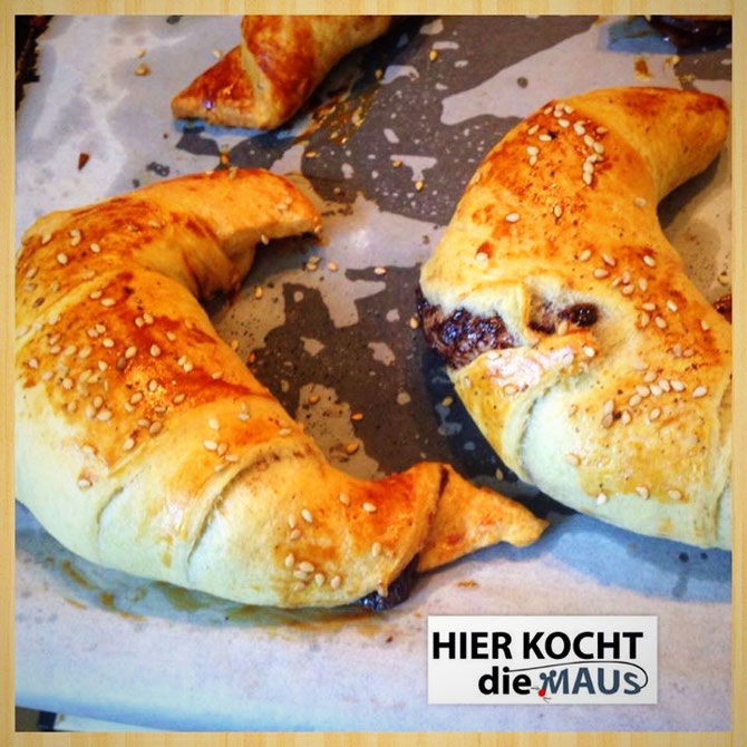 super schnelle und einfache Nutella-Zimt-Croissants