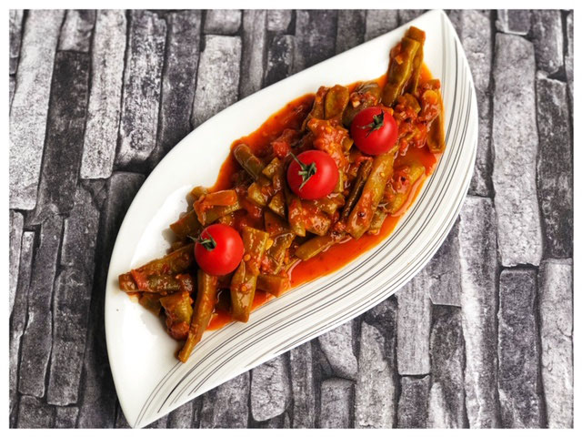Rezept tuerkische Yesil Fasulye - Gruene Bohnen in Tomatensosse