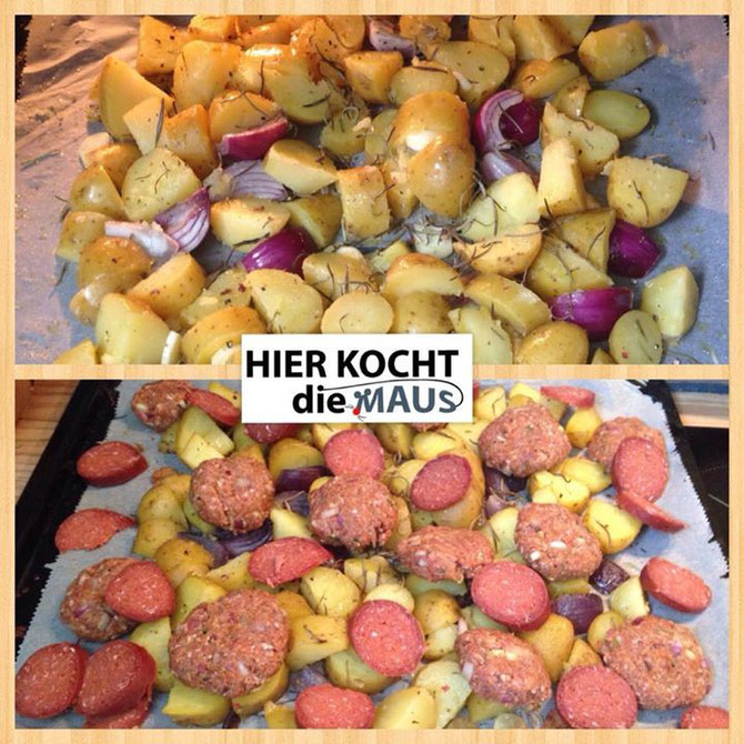 Rezept Rosmarin-Kartoffeln aus dem Ofen mit Buletten & Sucuk