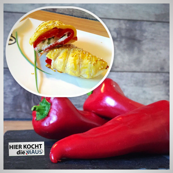 Rezept Gefuellte Spitzpaprika mit Feta im Blaetterteigmantel | schnell und einfach