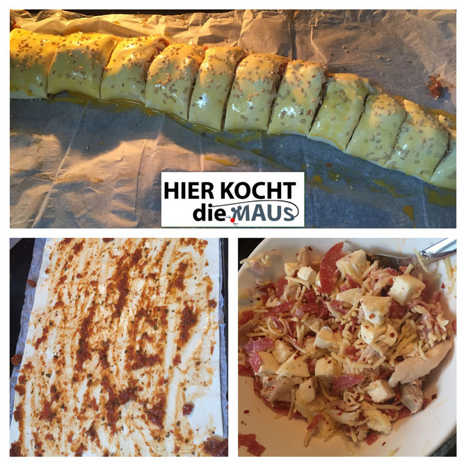 Calzone Röllchen aus Blätterteig