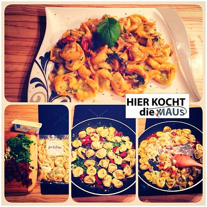 Tortellini in leichter Käse-Soße