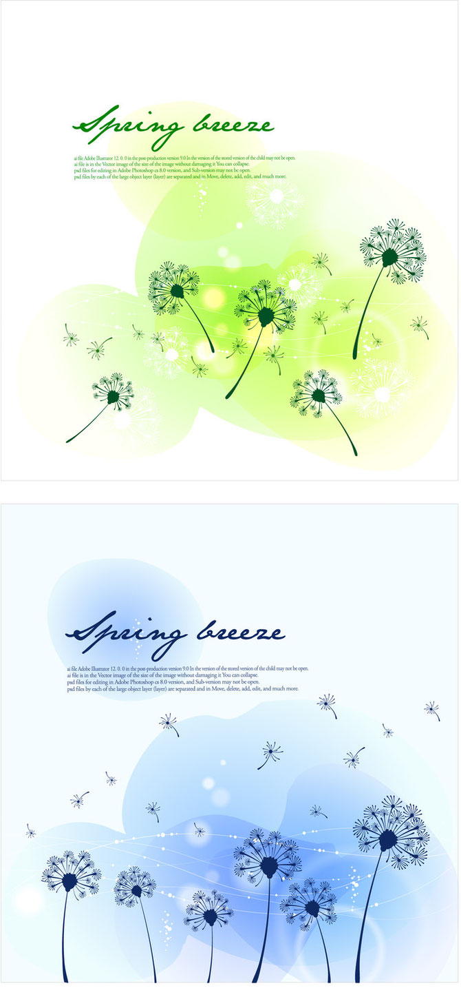 季節替わりを表すタンポポのイラスト seasonal changes landscape dandelion vector