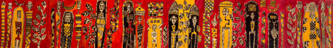 Sans titre, de la serie " L 'Afrique debout ", 2015. Untitled , from " Africa Standing up ", 2015.      110x30 cm, Mixed media on paper.