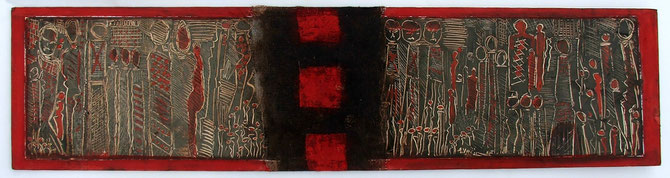 Trait d'union 70x15 cm, mixed media on peper.