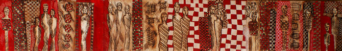 Sans titre, de la serie " Conjugaison africaine ". Untitled, from the serie " Conjugaison africaine " . 110x30 cm, Mixed media on paper.