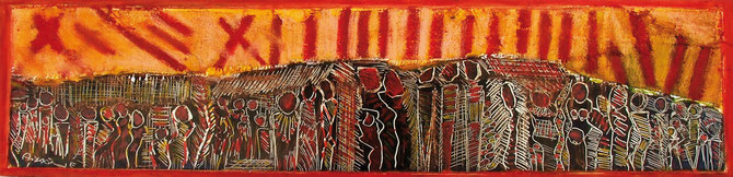 Paysage , 60x15 cm, Mixed media on paper.