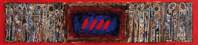 Autour du secret, 60x15 cm, Mixed media on paper.