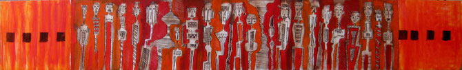 Sans titre, de la serie " Narration ". Untitled, from the serie " Narration " . 110x30 cm, Mixed media on paper.