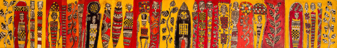 Sans titre, de la serie " L 'Afrique debout ", 2015. Untitled , from " Africa Standing up ", 2015.      110x30 cm, Mixed media on paper.