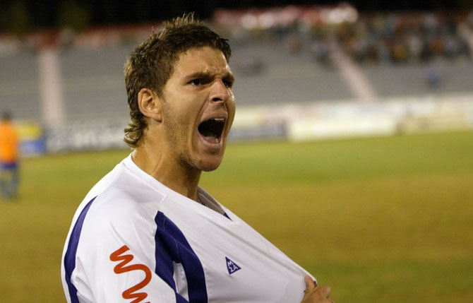 Sutil celebra un gol con la camiseta del Real Jaén. Foto: www.realjaen.com