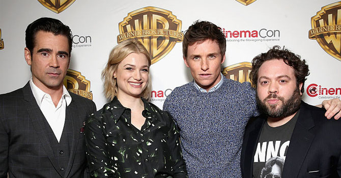 Colin Farrell, Alison Sudol, Eddie Redmayne et Dan Fogler au CinemaCon à Las Vegas