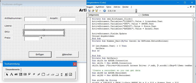 Screen Desginer mit Code-Editor