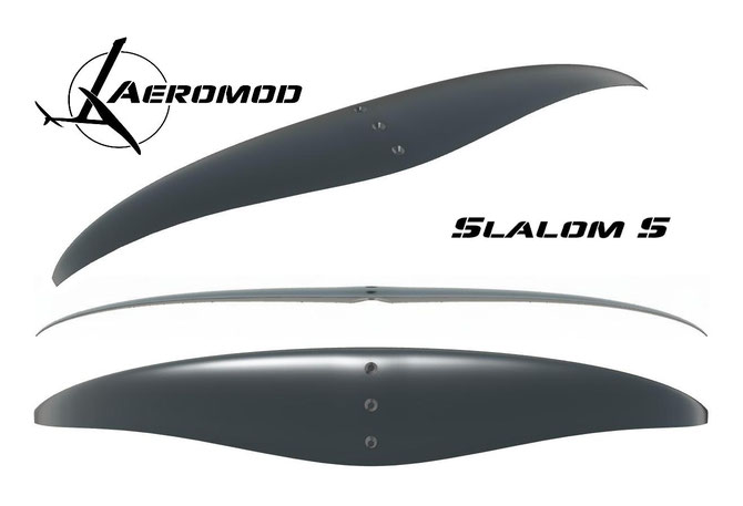 Vue numérique en 3 dimensions de l'aile slalom s, pour le windfoil aeromod v2