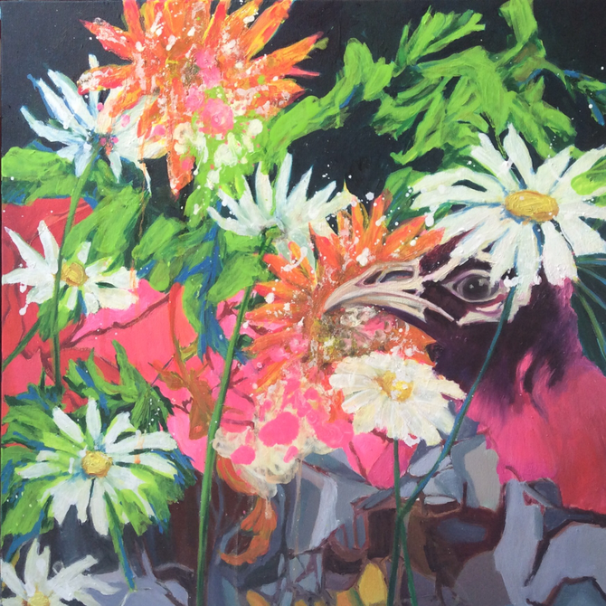 Sunflowers turned acid, 50x50cm, oil on canvas, 2016