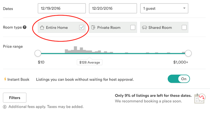 how to book an entire home on airbnb