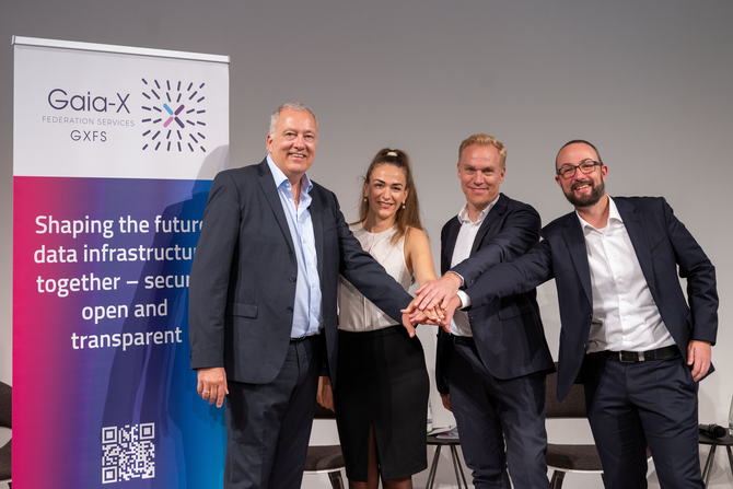 Andreas Weiss, Lauresha Memeti, Hauke Timmermann & Kai Meinke at the GXFS Connect 2023 conference in Berlin (September 5th, 2023).
