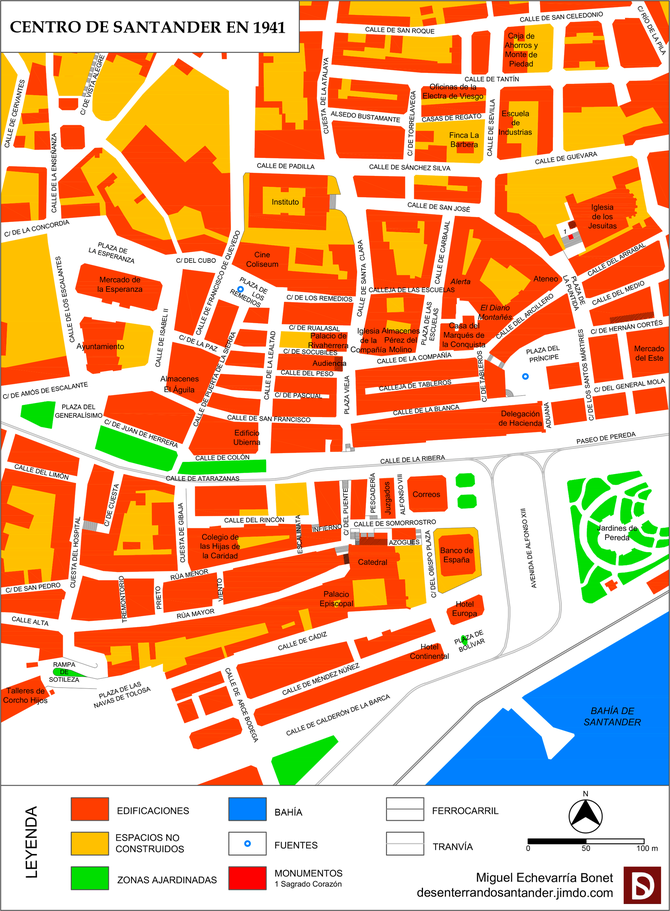 Plano del centro de Santander en 1941