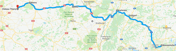 Route am 1. Tag der Pfingsfahrt 2018 - 21.05.2018