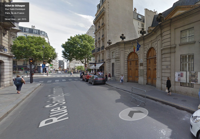 HÔTEL DE BEHAGUE   123 RUE SAINT DOMINIQUE. 75007 PARIS.  RESIDENCE DE L'AMBASSADEUR DE ROUMANIE.. Vendu le 27 Mars 1939 à la  Roumanie, après le décès de Martine-Marie-Pol de BEHAGUE, Comtesse de GALARD de BRASSAC de BEARN (1869- 26 Janvier 1939 Paris)