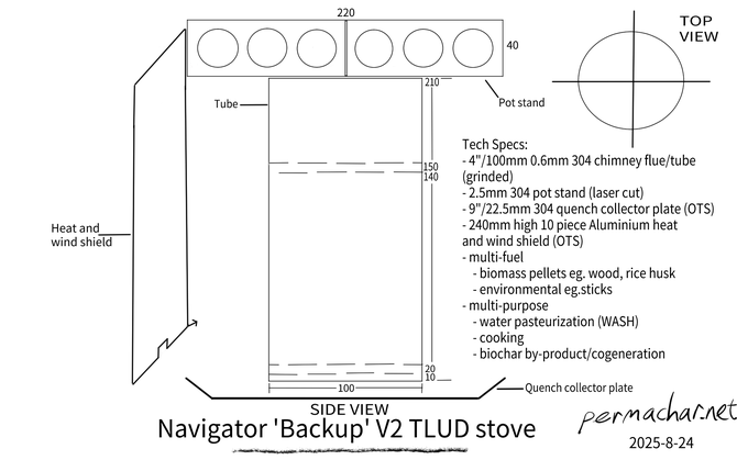Navigator 'Backup' V2 TLUD stove