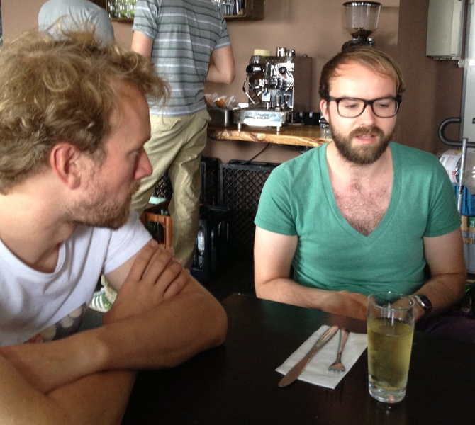 Jimdo founder and @asciidisco having lunch