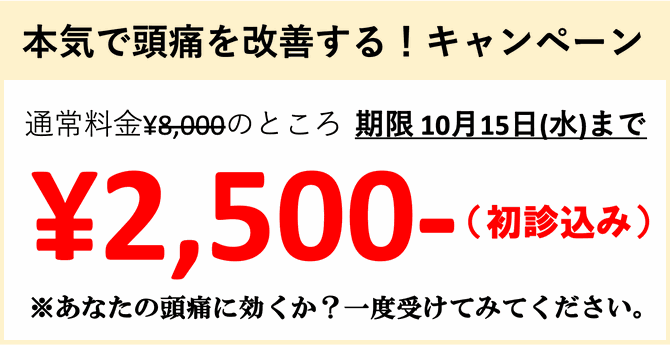 頭痛を本気で治すキャンペーン 初回お試し2500円